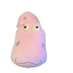 Large Pink Plush Hippo Stuffed Animal With Embroidered Swirls 24" Kids Play Soft